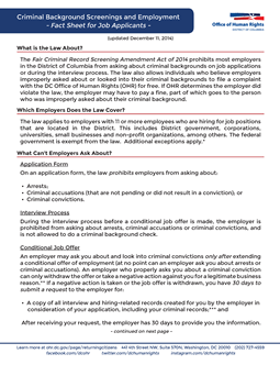 Job Applicant Fact Sheet